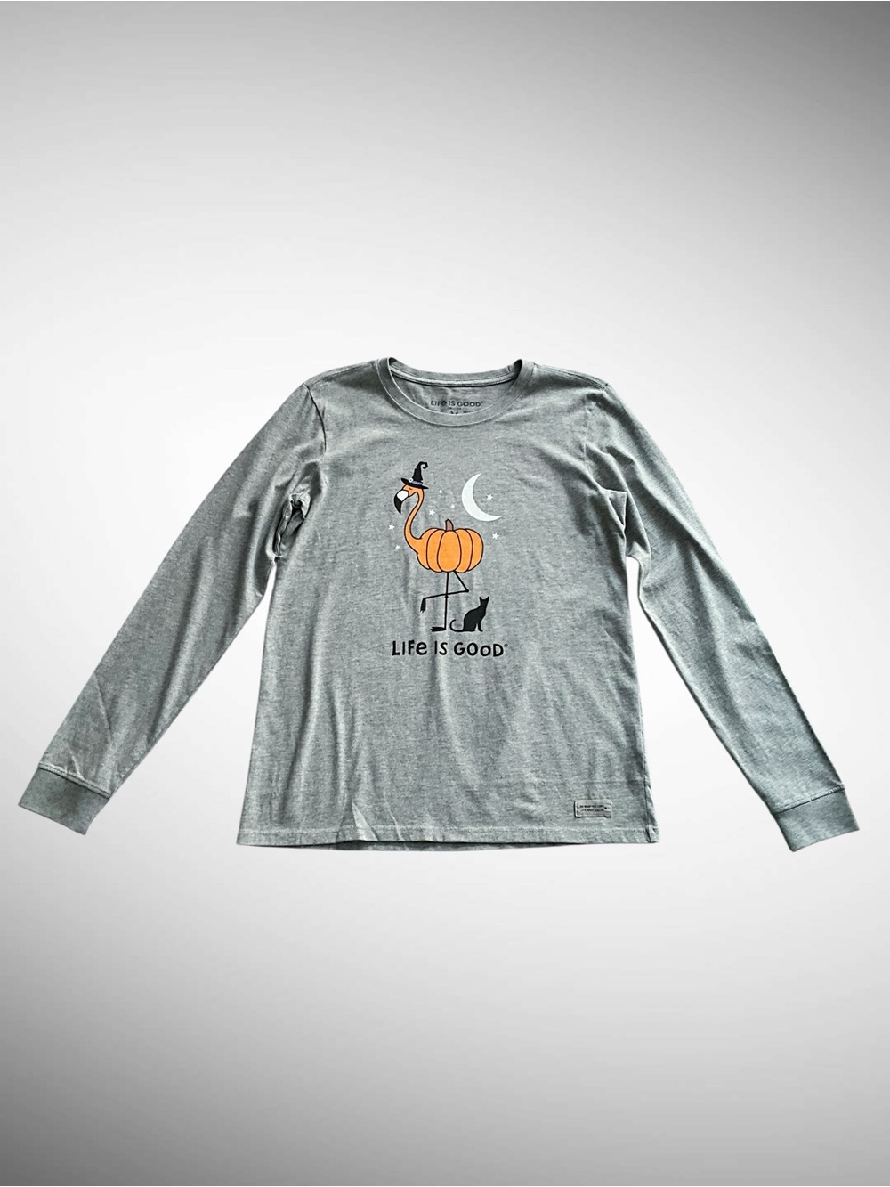 NWT Life is Good Flamingo Pumpkin Halloween Long-Sleeve Crusher Tee - Picture 13 of 13